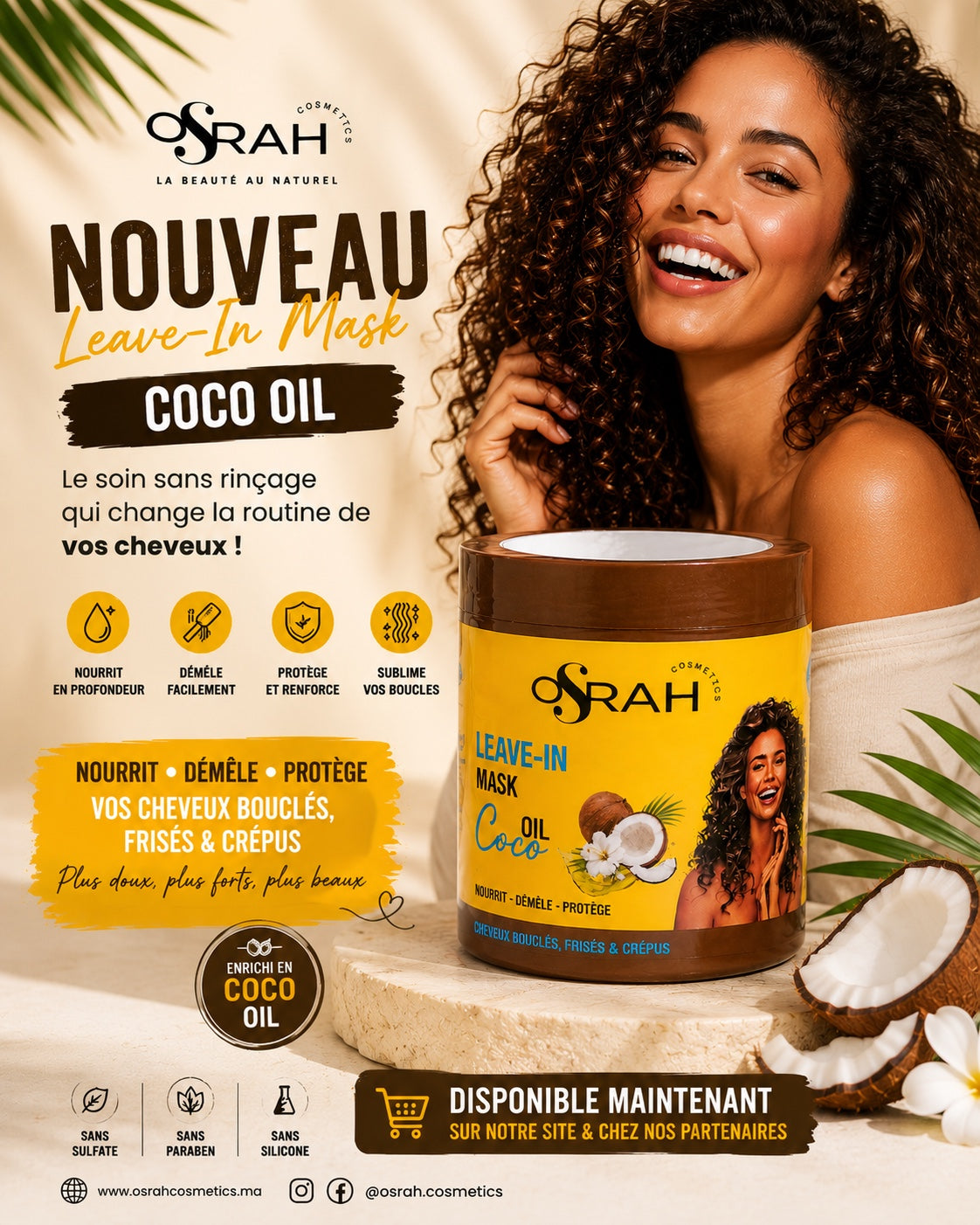 Leave-In Mask Coco Oil 500 ml – Cheveux Curly & Bouclés