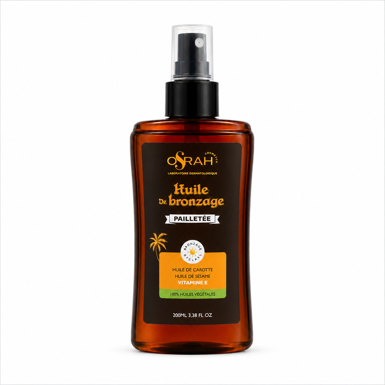 Huile de Bronzage Pailletée OSRAH – Éclat & Bronzage Sublimé